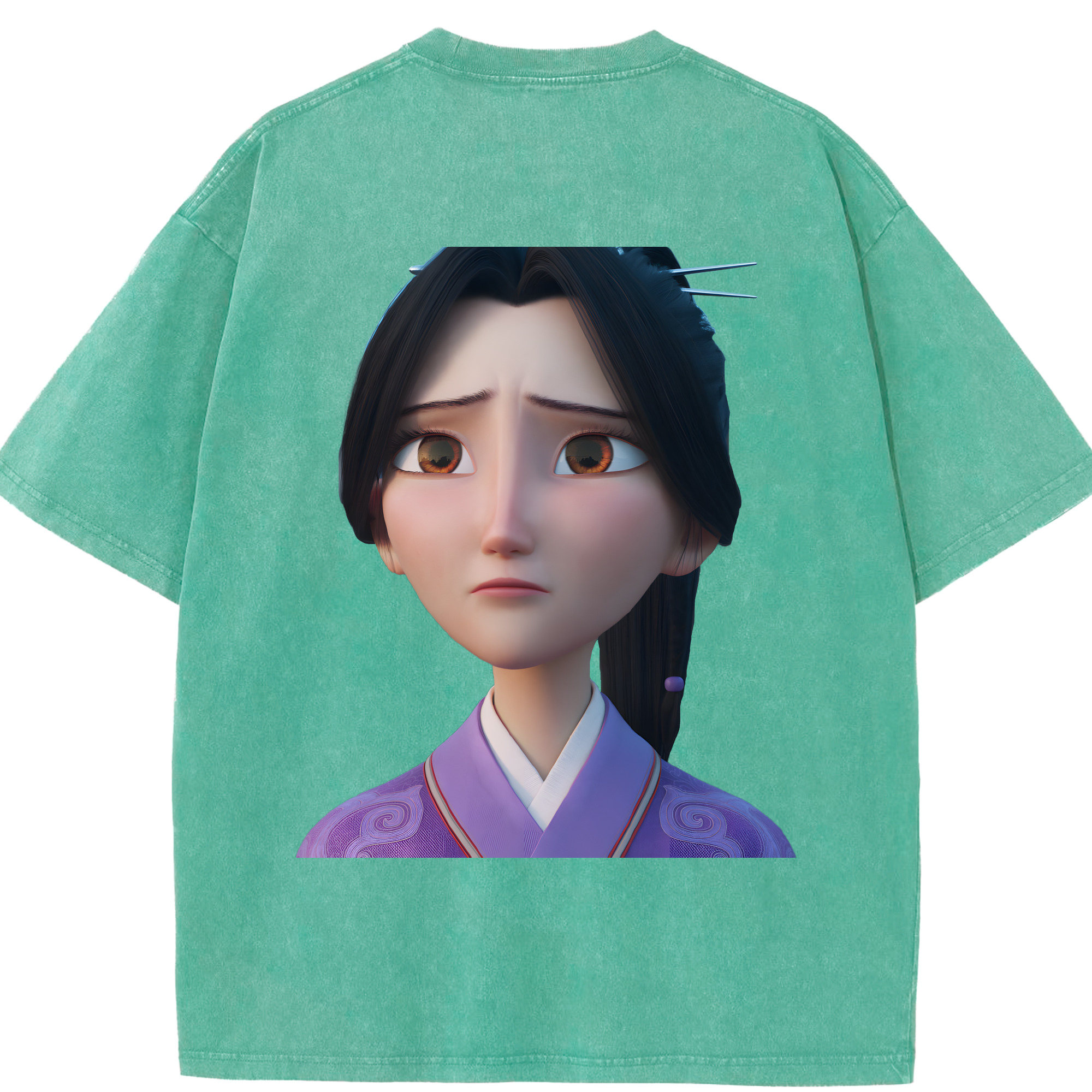 （画像用） Ne Zha 2 ナタ 魔童の大暴れ 綿100% ヴィンテージ風 半袖Tシャツ（背面プリント）